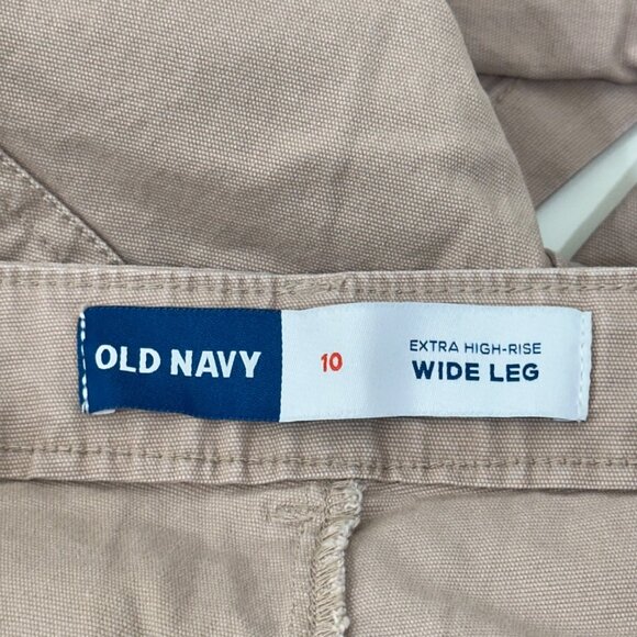 Old Navy Womens High-Rise Wide Leg Pants Size 10 SHORT  Beige Cotton Blend - Picture 3 of 11